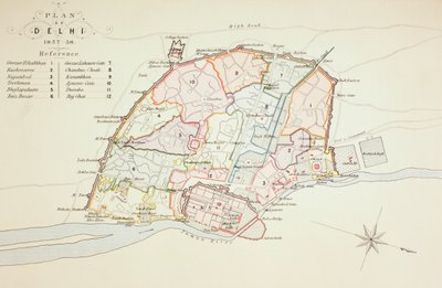 Plan von Delhi, 1883 von English School